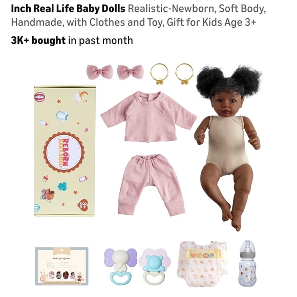 Reborn Baby Doll with Pink Outfit and Accessories - Picture 3 of 11